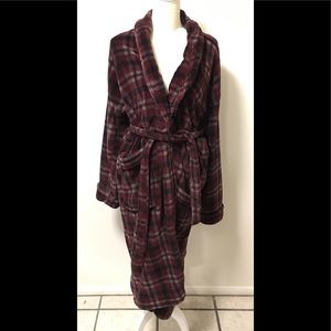 Croft and Barrow Plaid Faux Fur Robe w/ belt